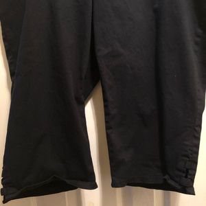 Catherine’s black flat front capris